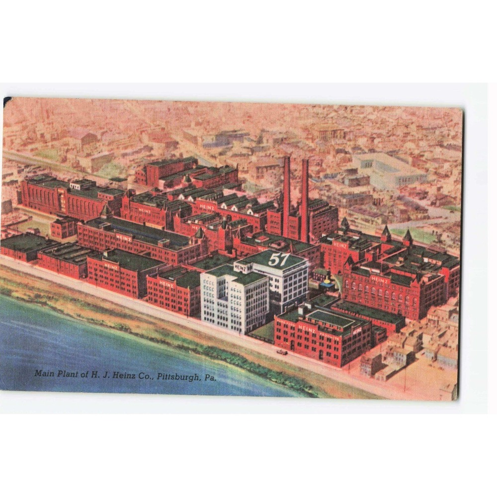 Vintage H. J. Heinz Co Main Plant Pittsburgh PA Postcard 1952 Postmark VG